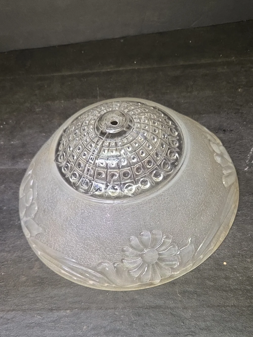 Vintage Art Deco Textured Glass Accent Ceiling Light Shade Chain Hanging